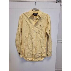 Ralph Lauren Mens‎ Shirt 15-34 Yellow Long Sleeve Button Down Dress Shirt Cotton